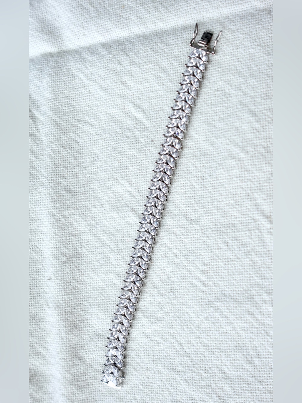 Silver Marquise Rhodium with Cubic Zirconia Tennis Bracelet - Picture 5 of 6